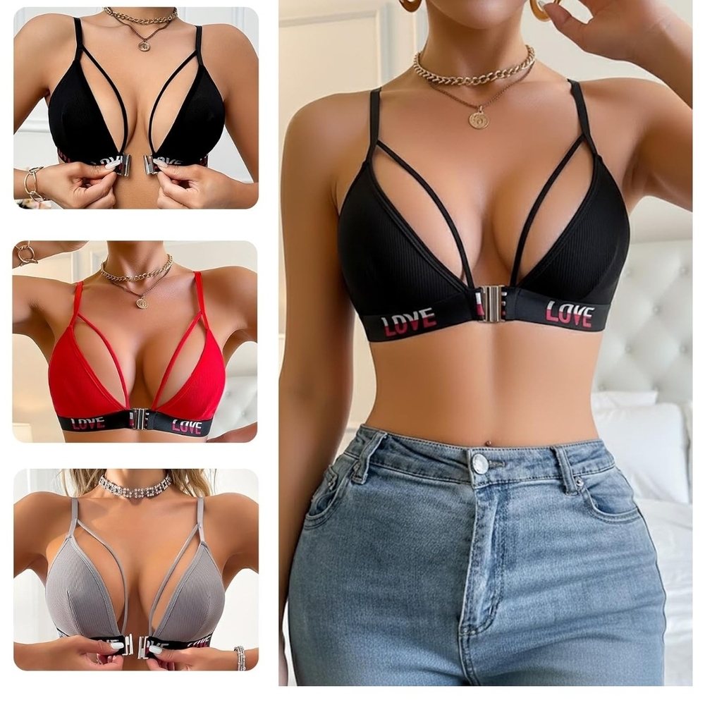 Stylish Strappy Bralettes & Bikini Style Panties with Love Detail